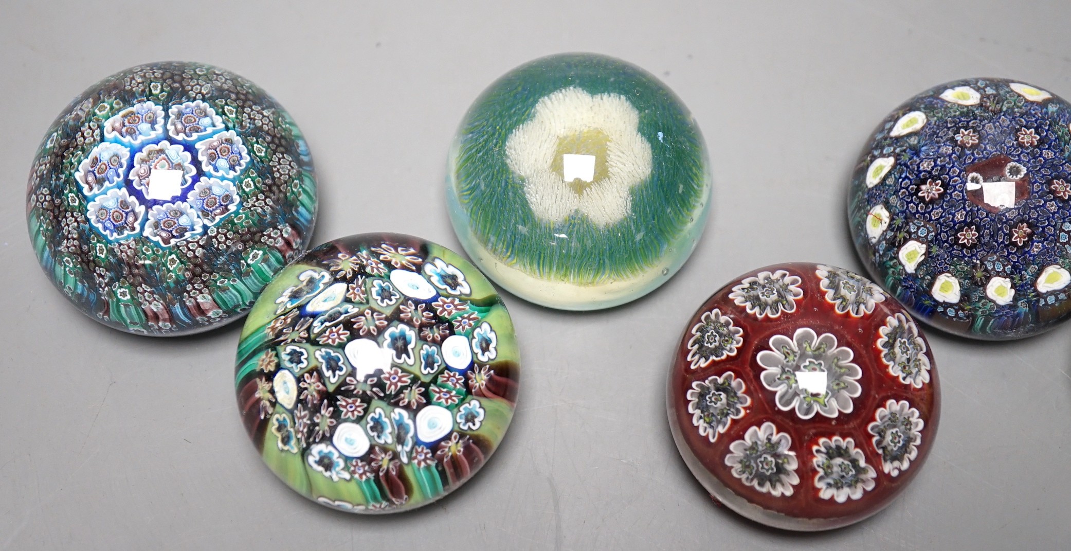 Six Murano glass paperweights, 5.5cm